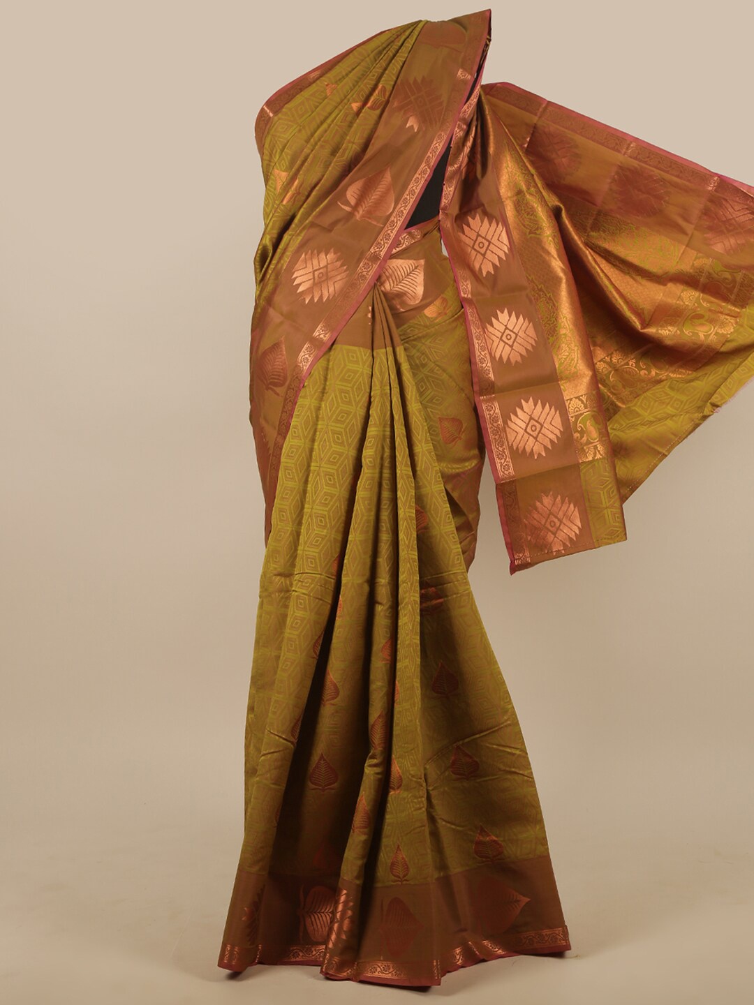 

Pothys Green Ethnic Motifs Woven Design Butter Silk Saree