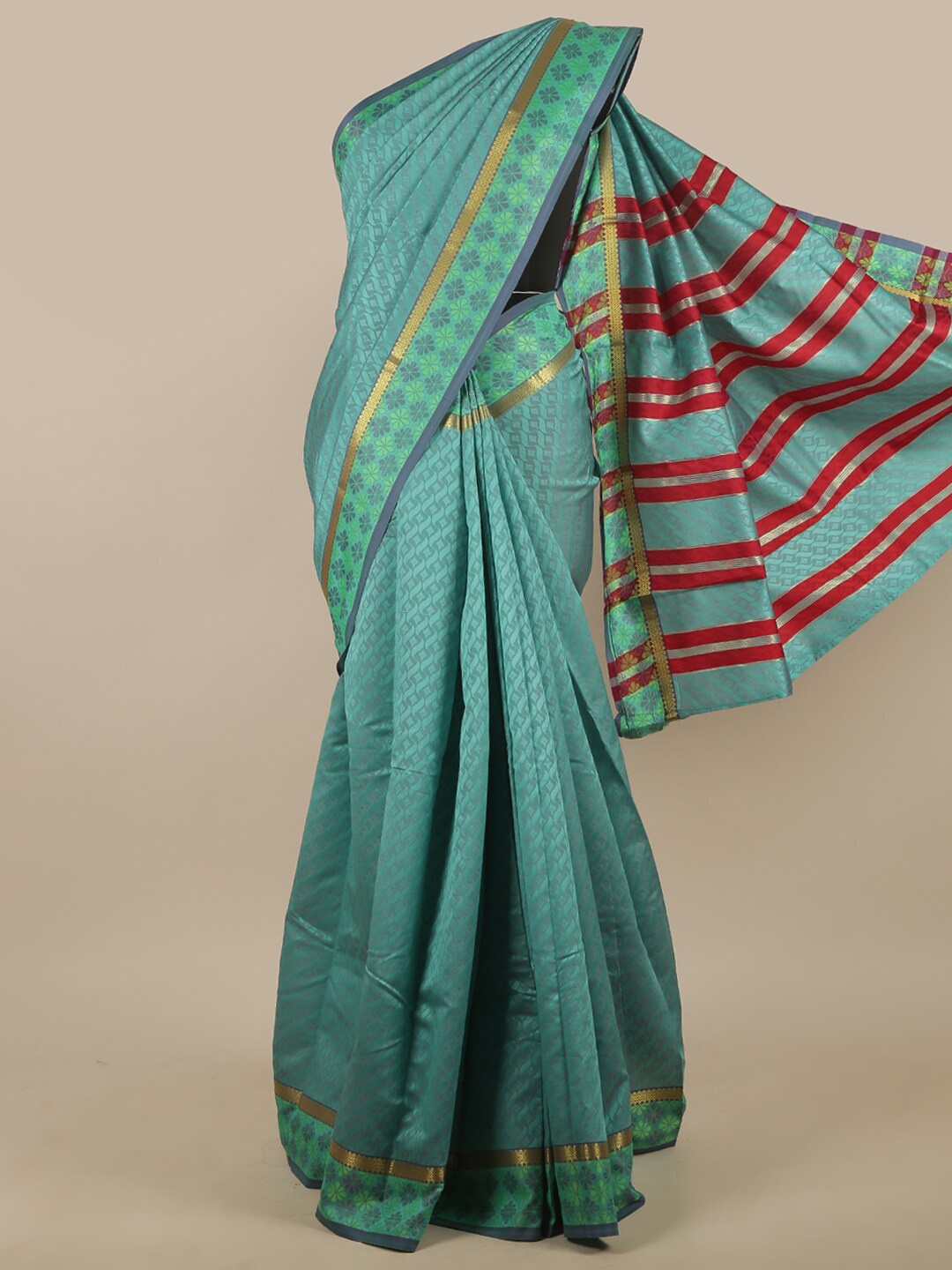 

Pothys Blue & Red Ethnic Motifs Zari Art Silk Saree