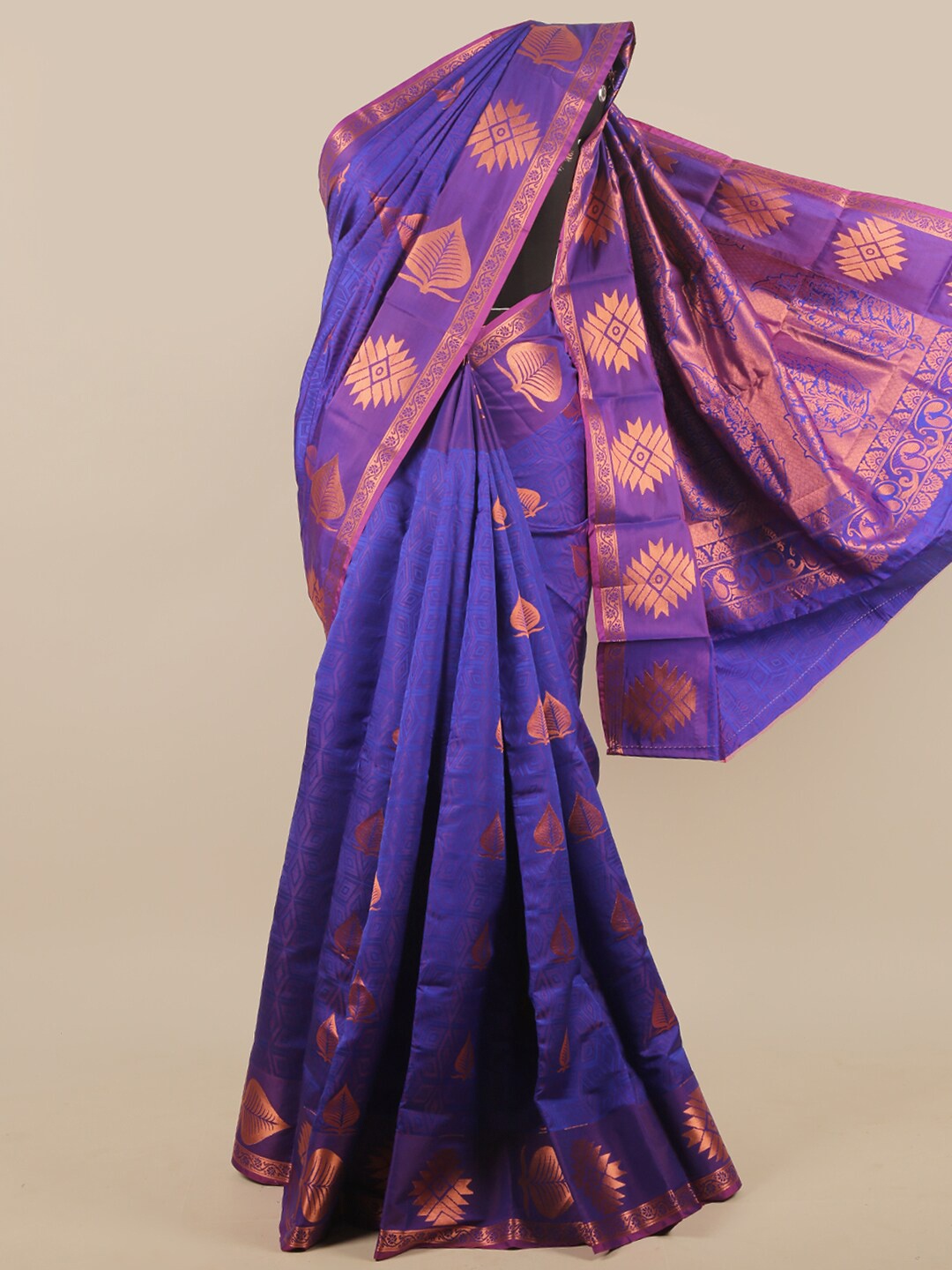 

Pothys Violet & Gold-Toned Woven Design Zari Art Silk Saree