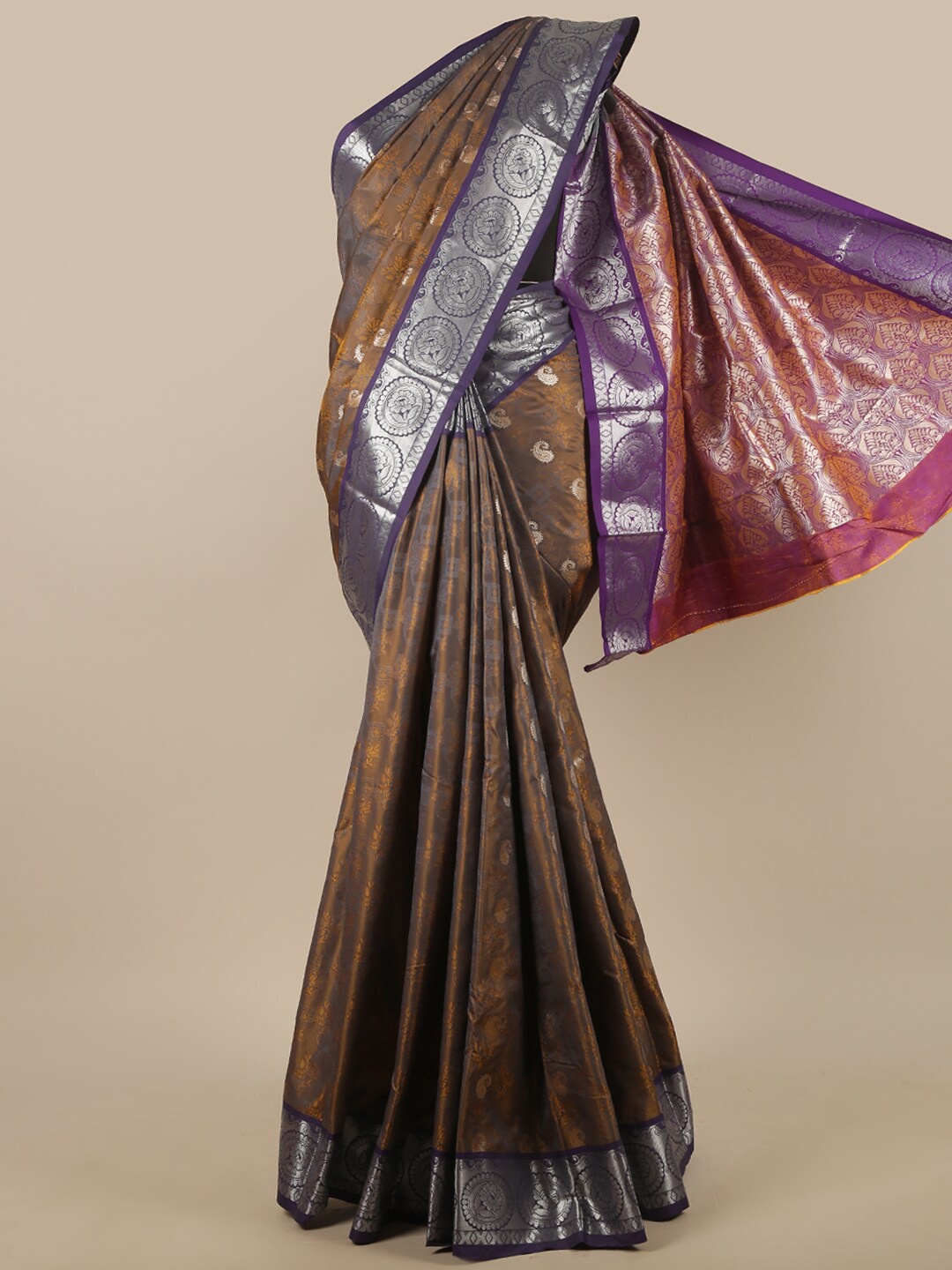 

Pothys Grey & Purple Woven Design Zari Art Silk Saree