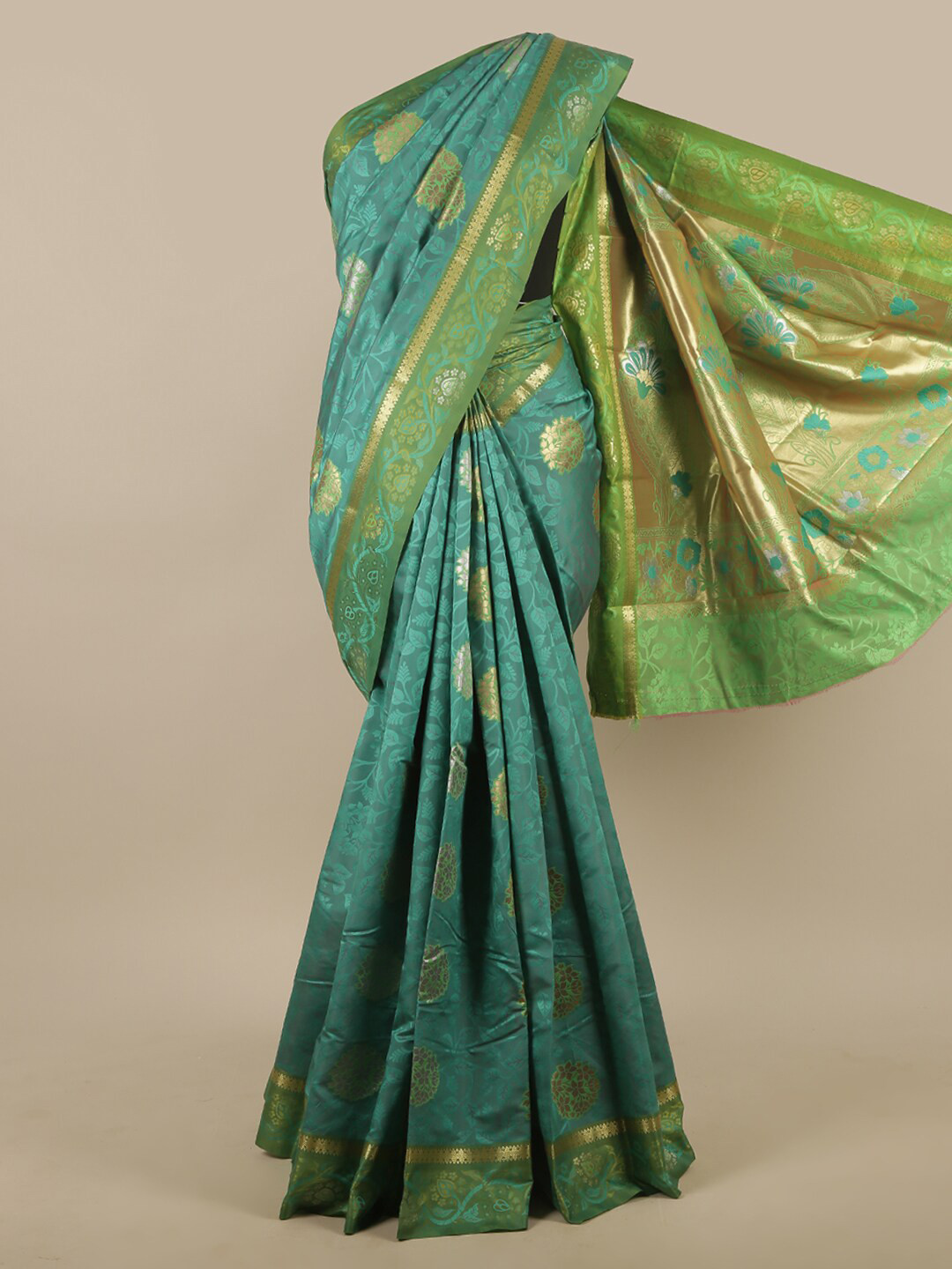 

Pothys Green & Blue Floral Art Silk Saree