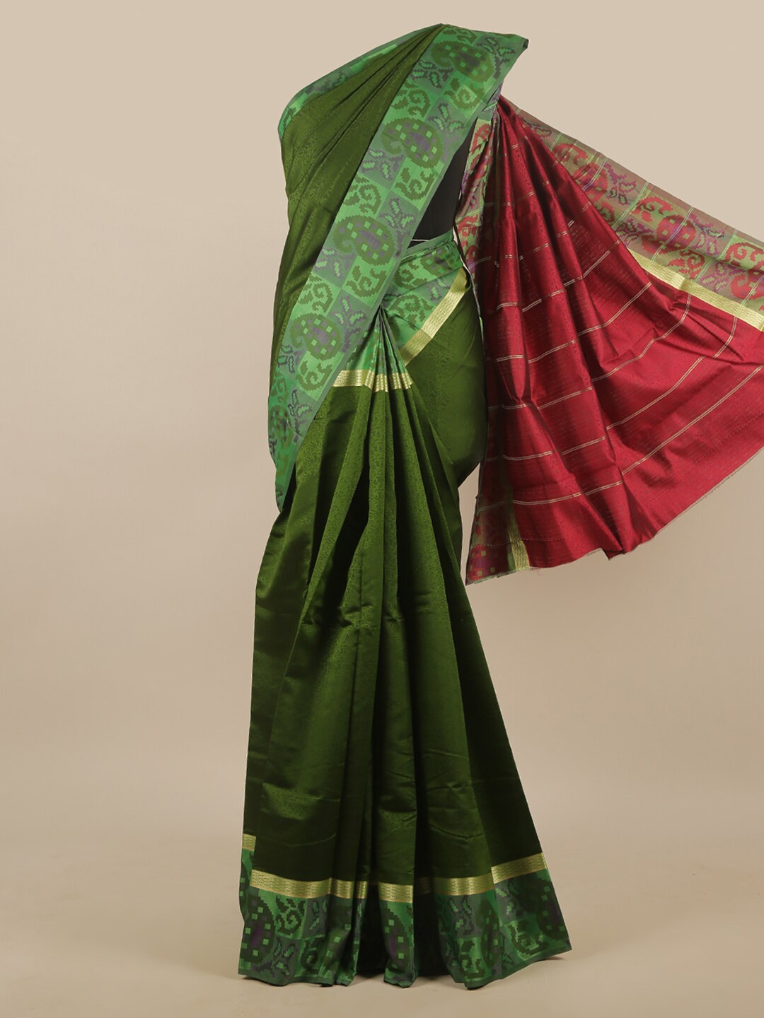 

Pothys Green & Red Woven Design Zari Art Silk Saree