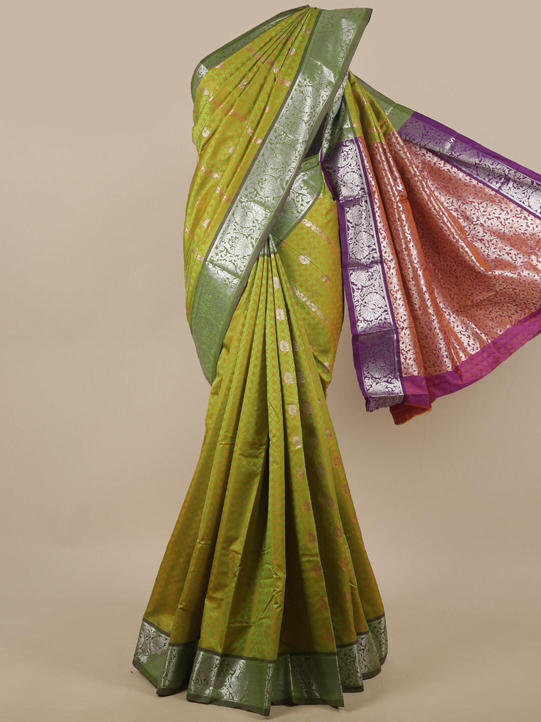 

Pothys Green & Purple Ethnic Motifs Zari Art Silk Saree
