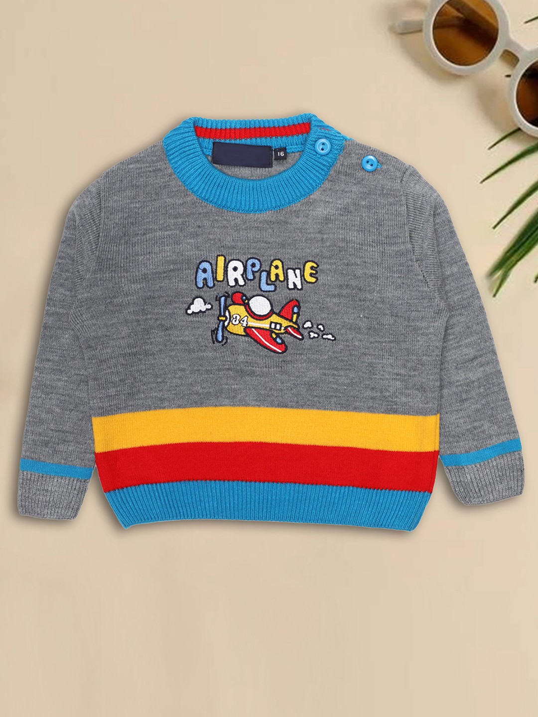 

CHIMPRALA Boys Grey & Red Printed Pullover
