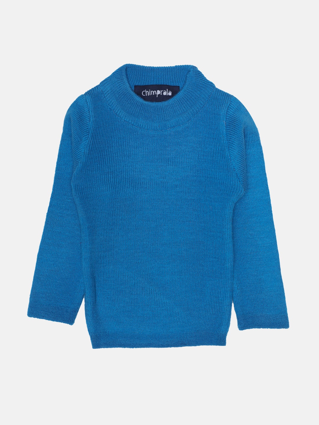 

CHIMPRALA Boys Blue Ribbed Woolen Pullover