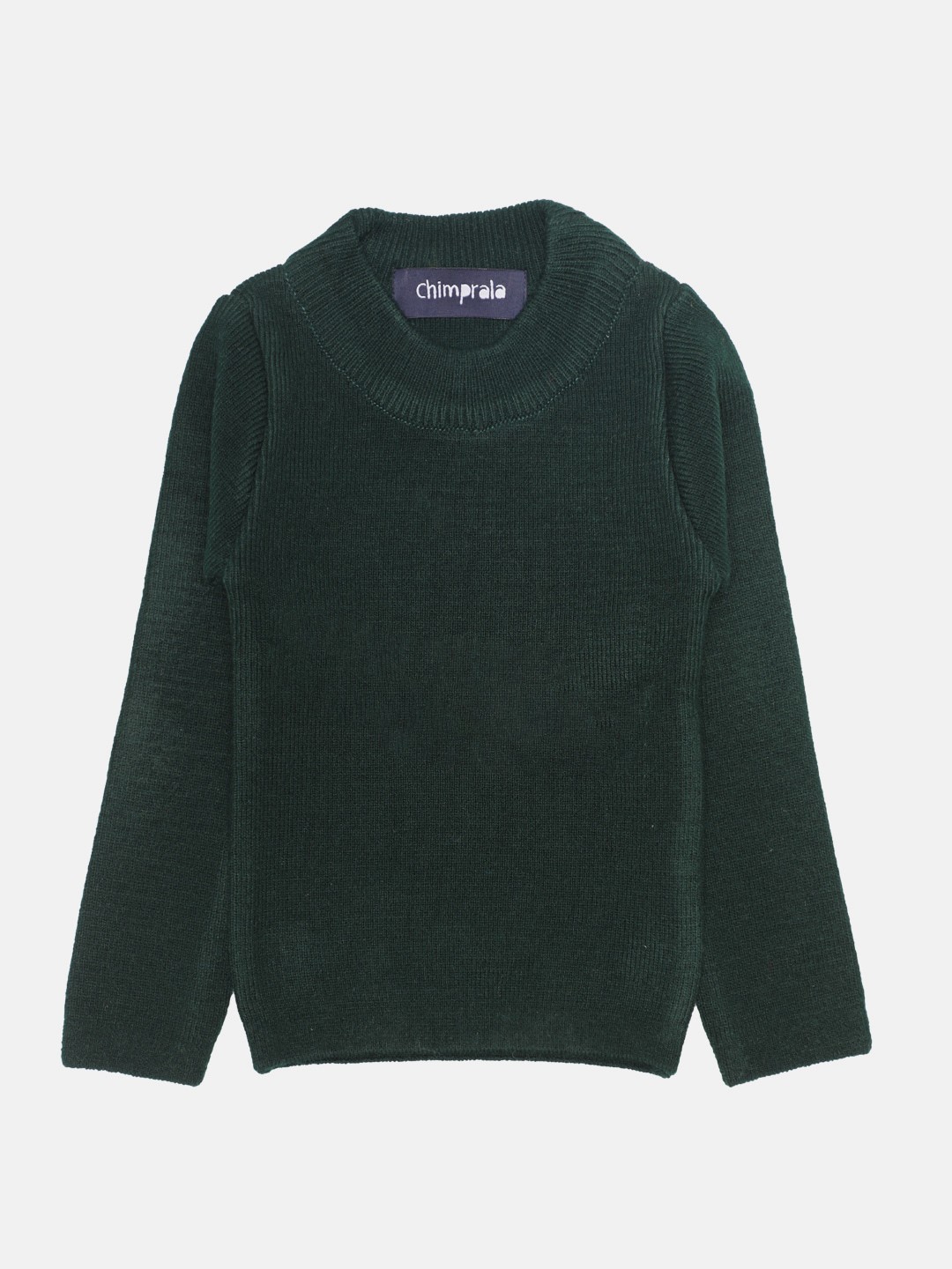 

CHIMPRALA Boys Dark Green Solid High Neck Pullover