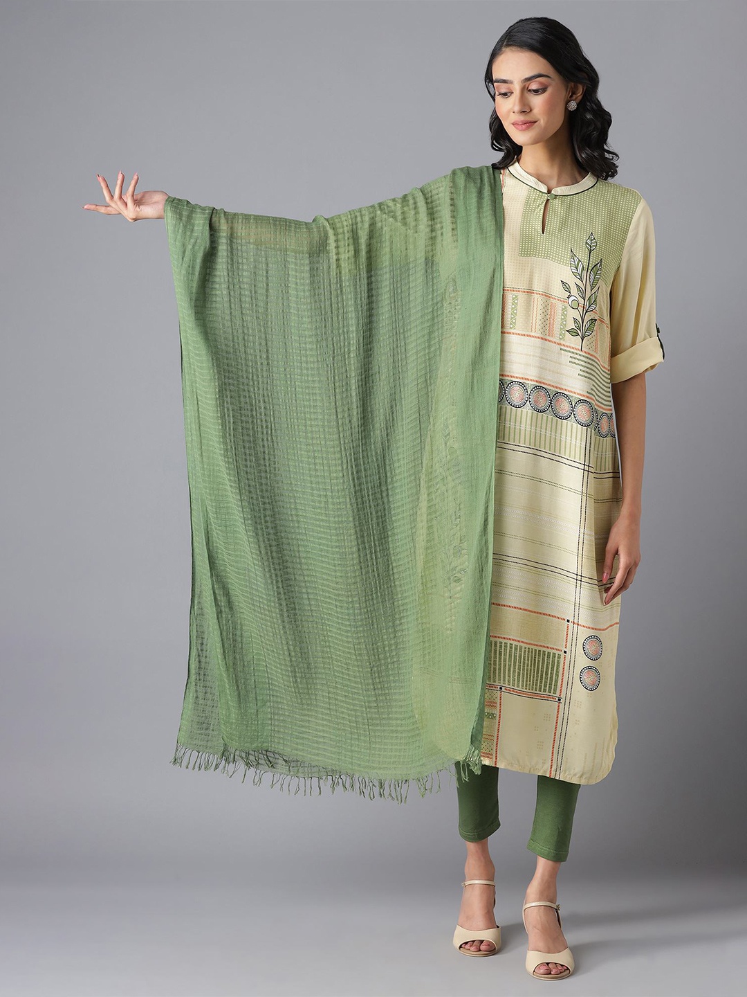 

AURELIA Green Pure Cotton Dupatta