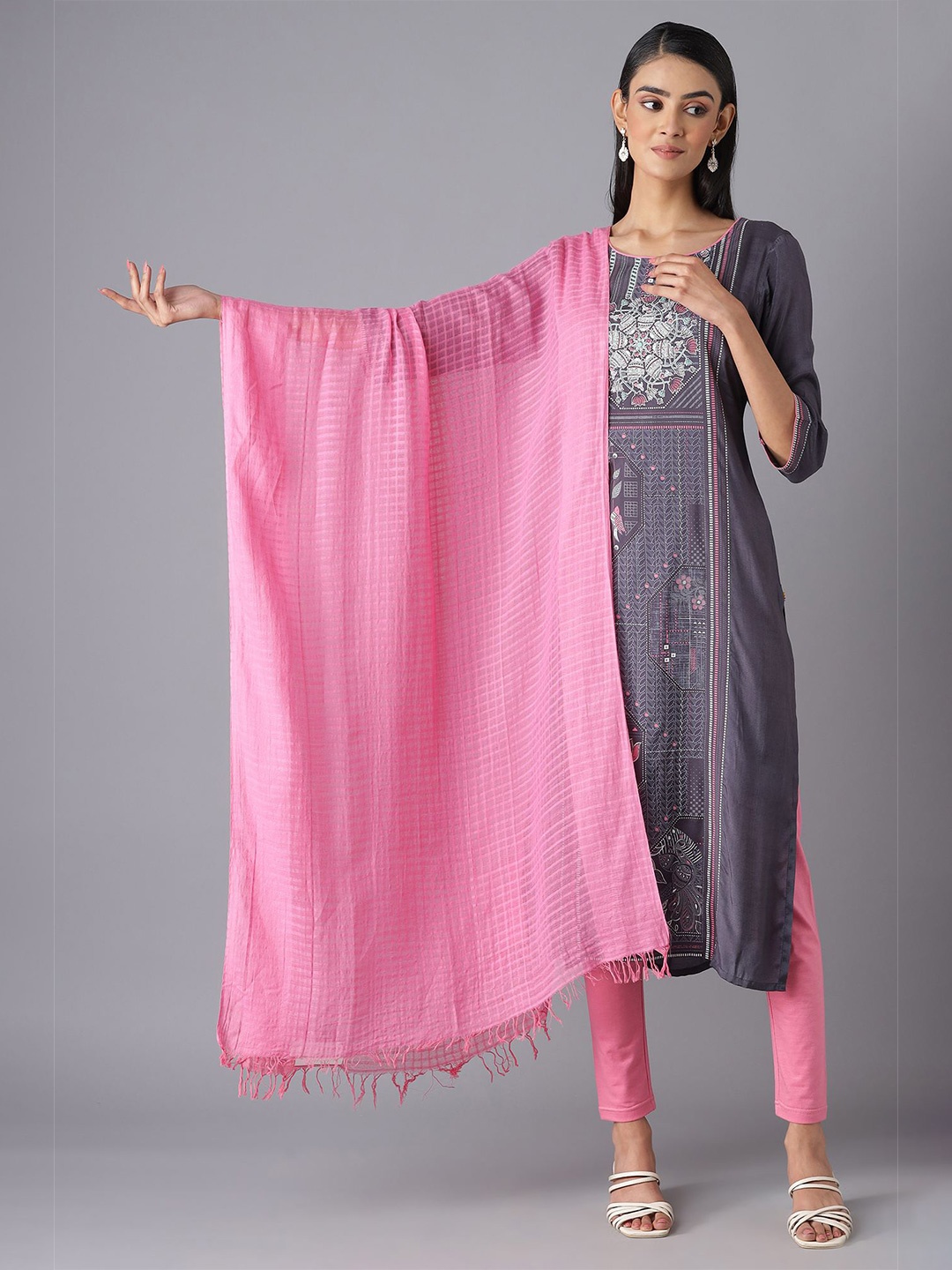 

AURELIA Pink Pure Cotton Dupatta