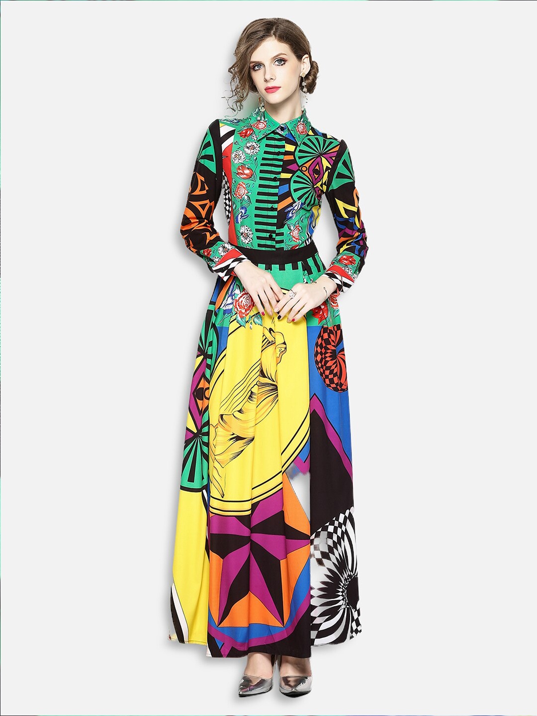 

JC Collection Multicoloured Printed Fit & Flared Dress, Multi