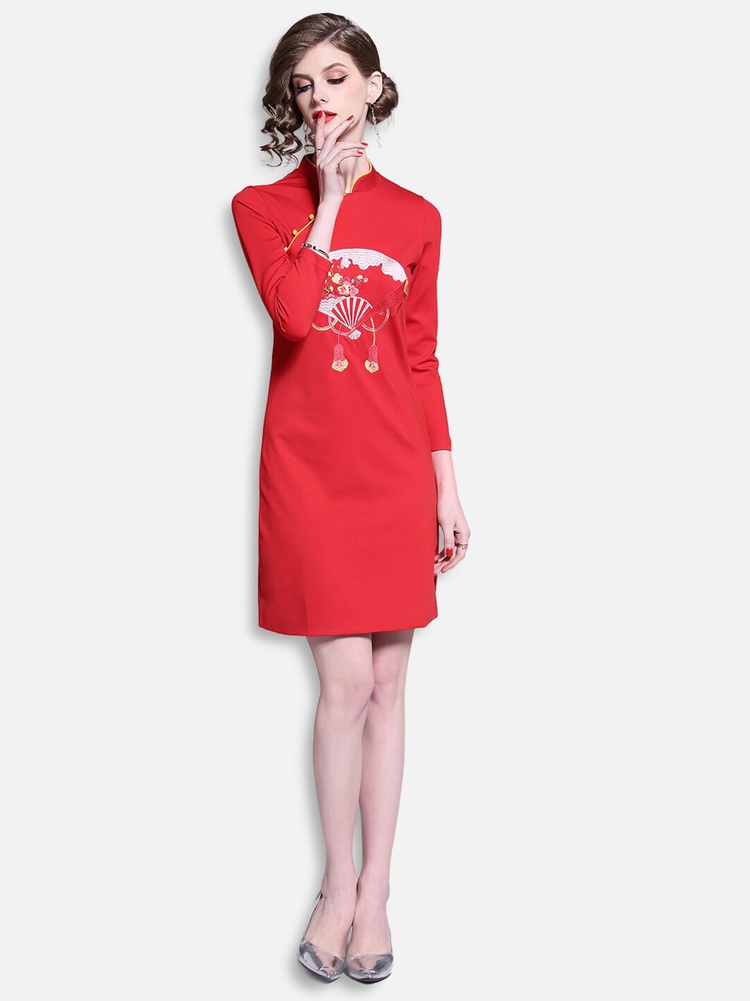 

JC Collection Red Embroidered T-shirt Dress