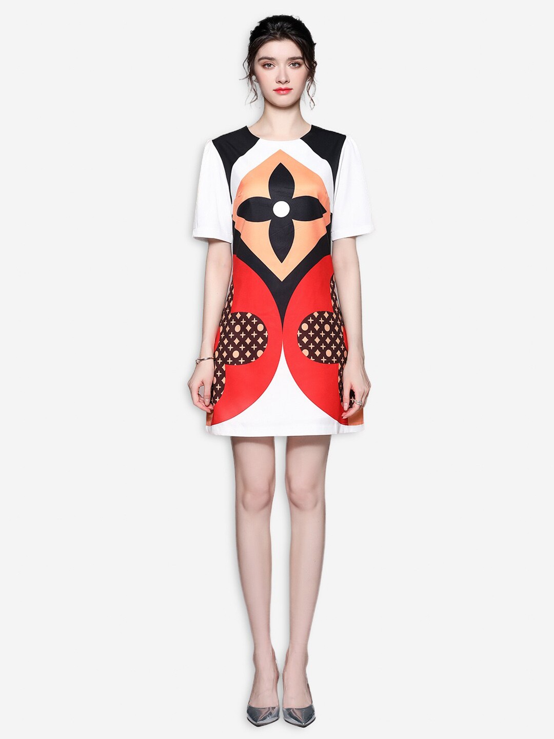 

JC Collection White & Red Colourblocked Sheath Dress