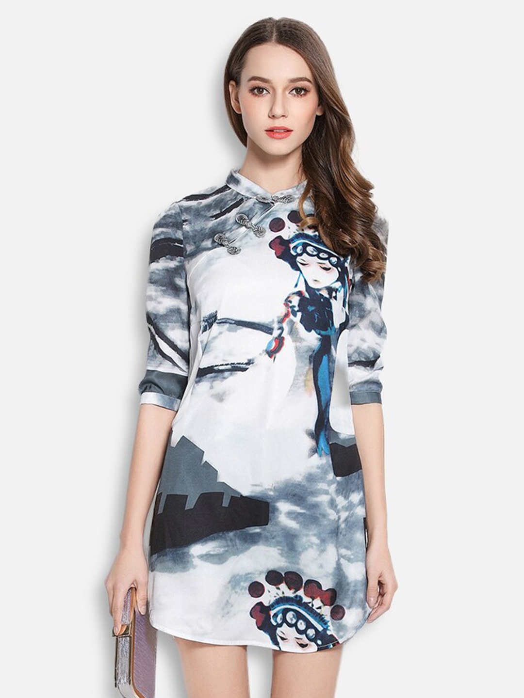 

JC Collection Grey Printed T-shirt Dress