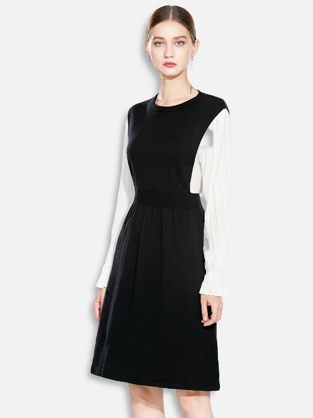 

JC Collection Women Black & White Colourblocked Dress
