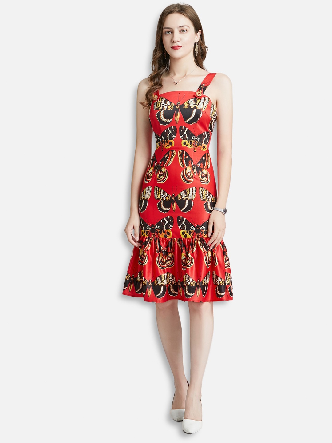 

JC Collection Women Red & Black Floral Dress