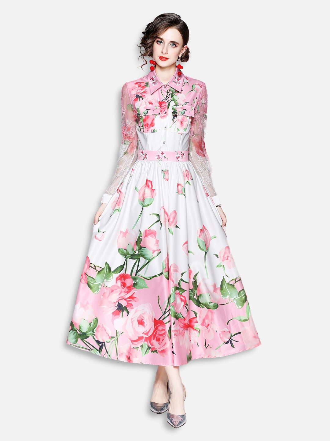 

JC Collection Pink & White Floral Maxi Dress