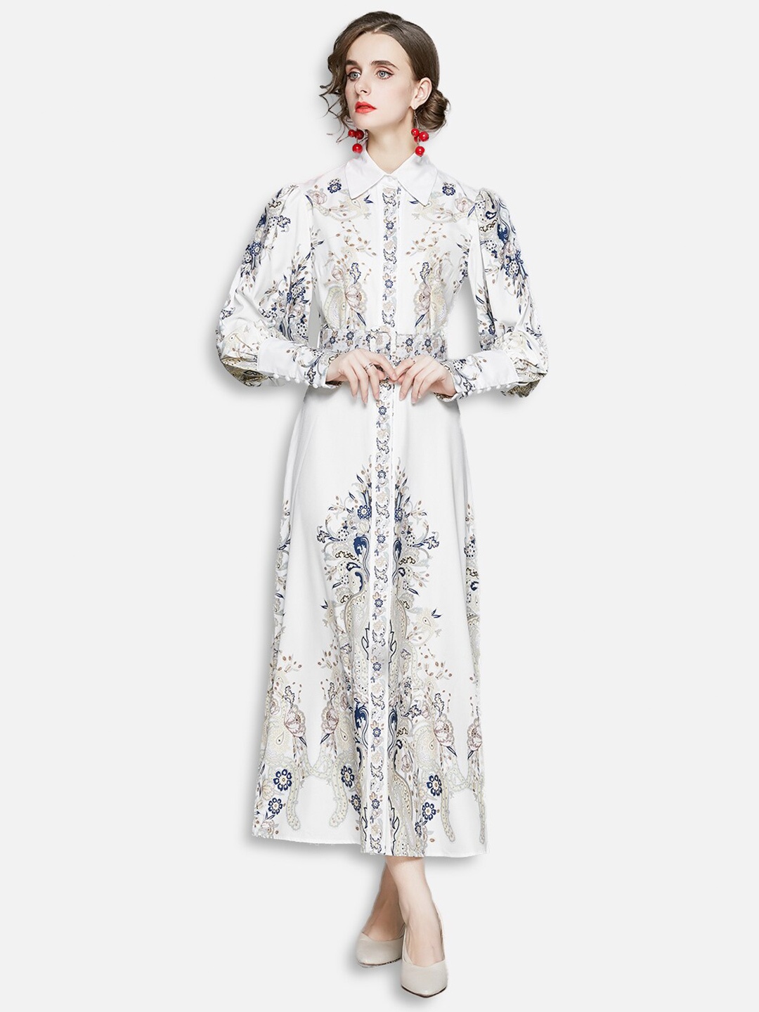 

JC Collection White & Blue Floral Maxi Dress