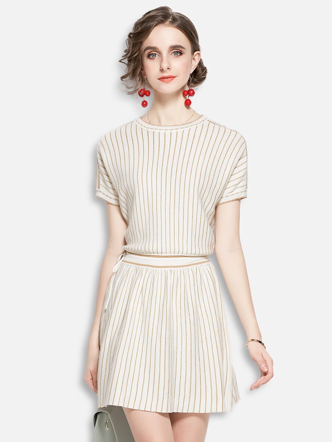

JC Collection Off White Striped Mini Dress