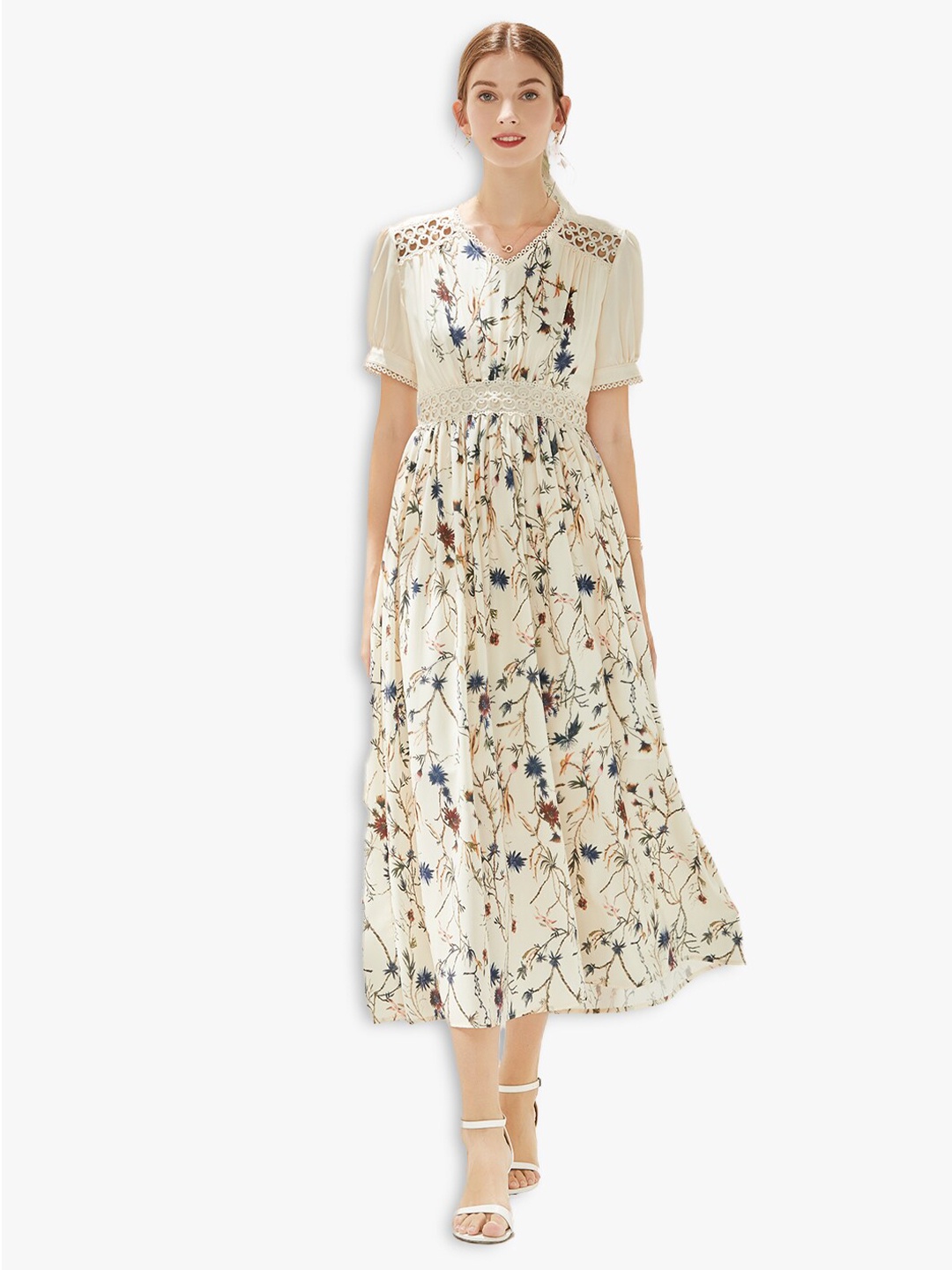 

JC Collection Beige Floral Maxi Dress