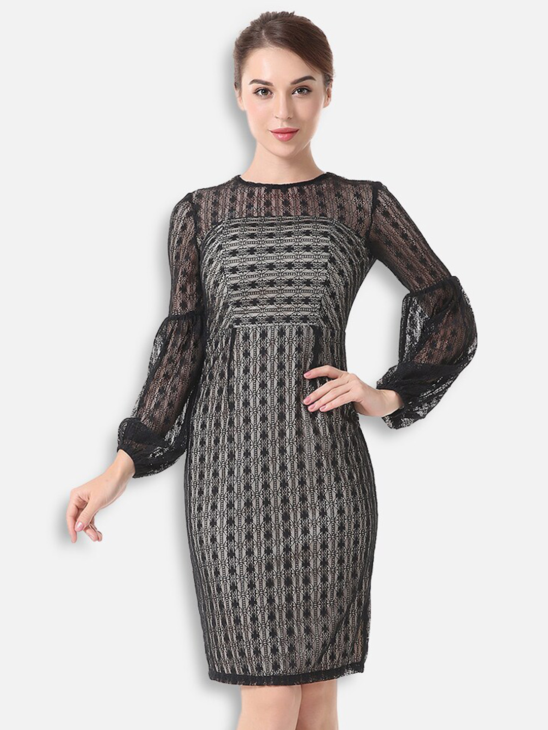 

JC Collection Black Lace Sheath Dress