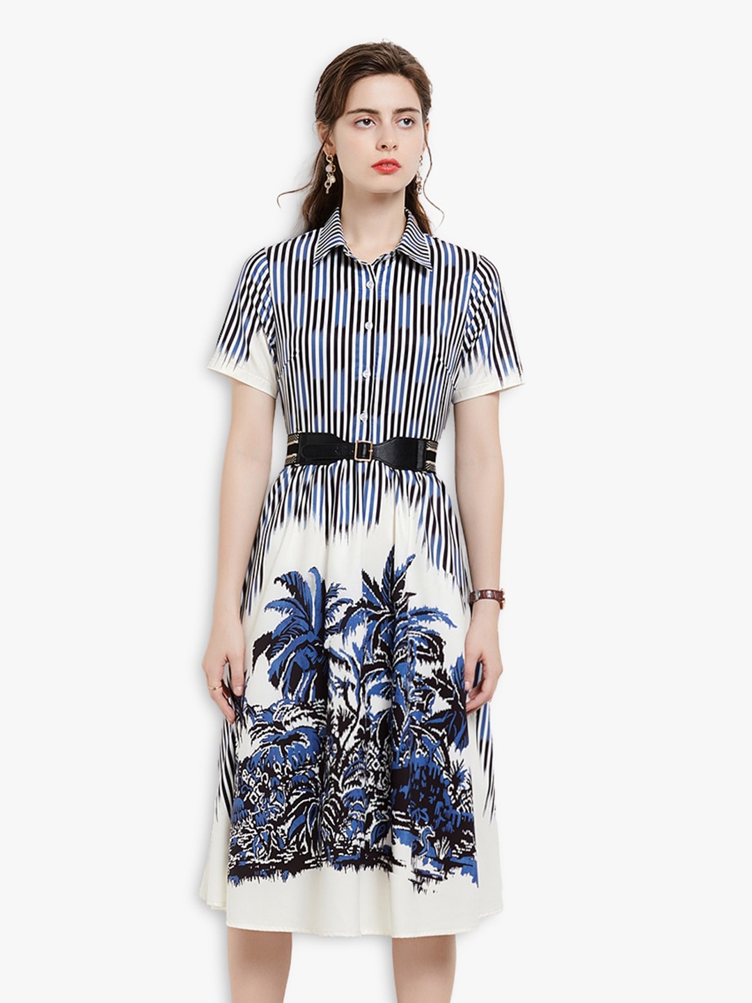 

JC Collection Off White & Blue Dress