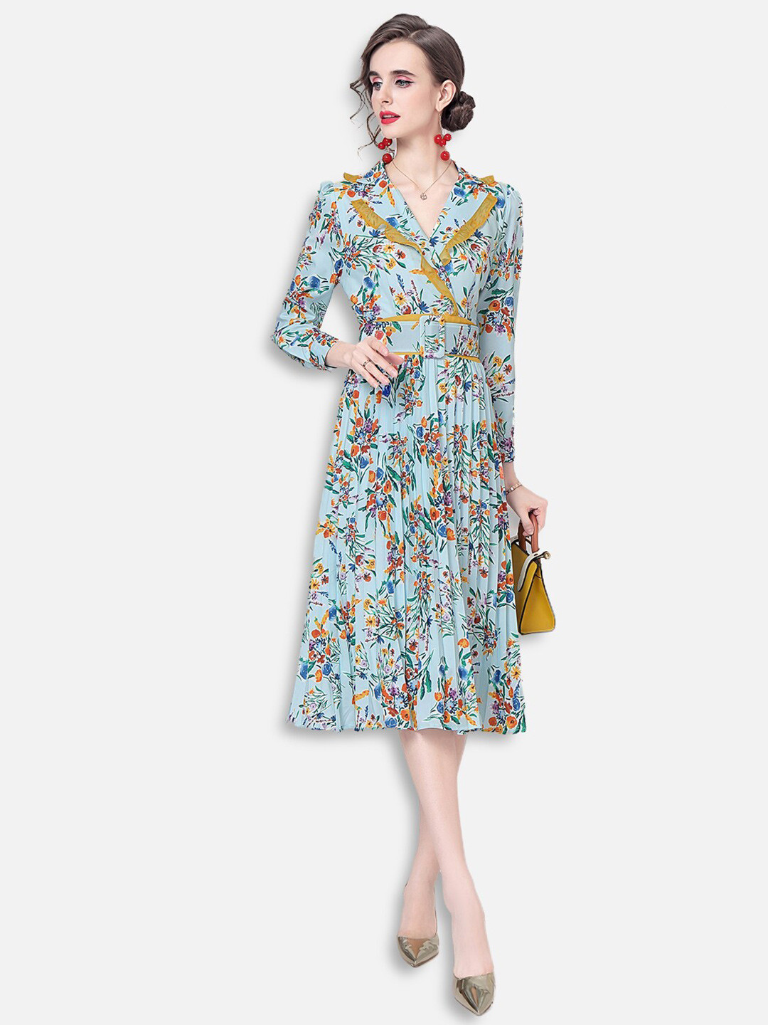 

JC Collection Blue & Multicoloured Floral Midi Dress