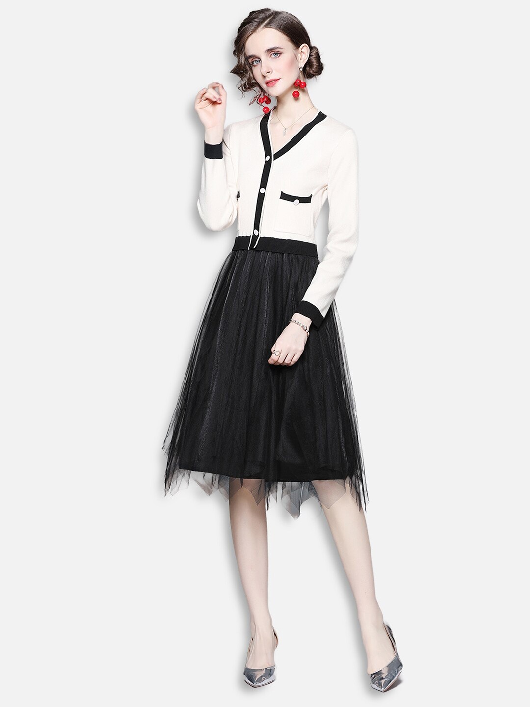 

JC Collection White Colourblocked Dress
