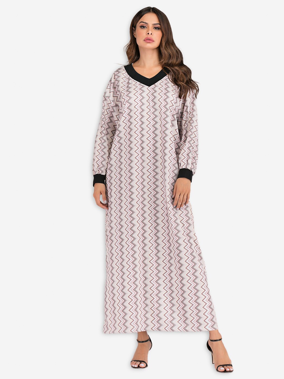 

JC Collection Black & Beige Maxi Midi Dress
