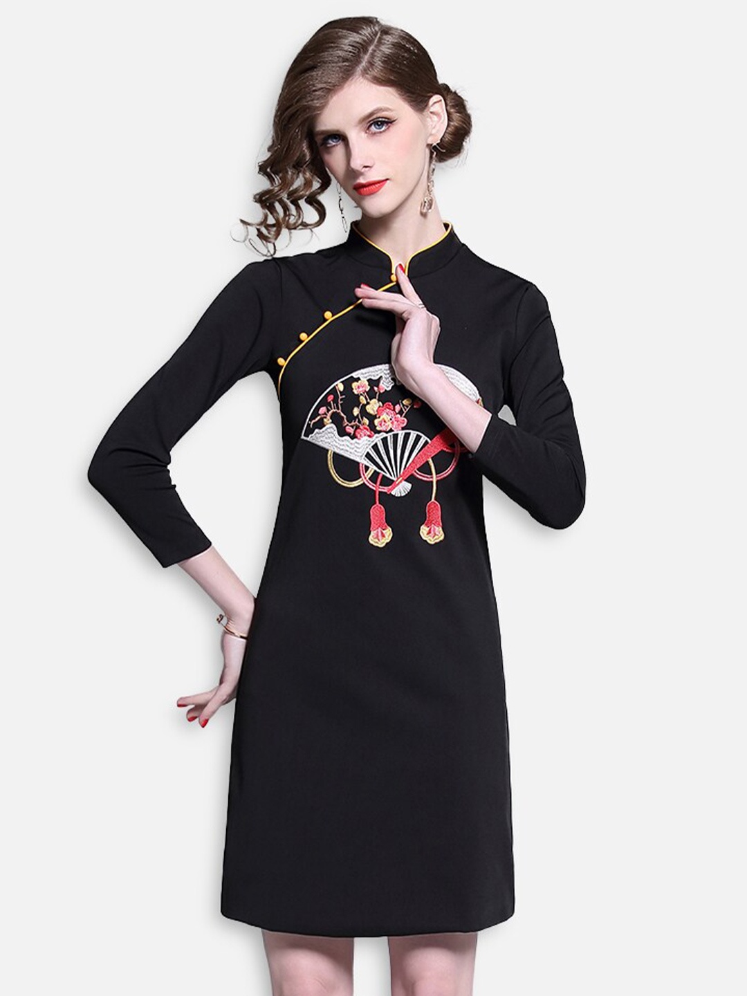 

JC Collection Black Embroidered T-shirt Dress