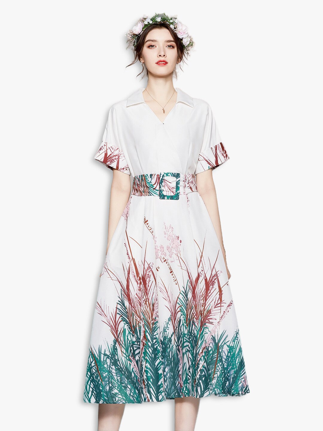 

JC Collection White & Blue Floral Fit & Flare Dress