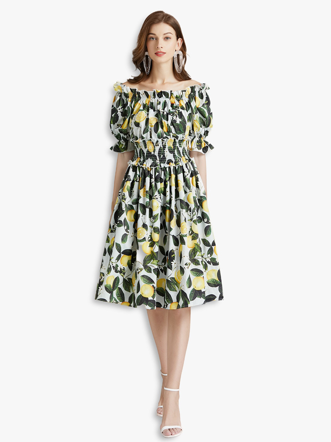 

JC Collection Green & Yellow Floral Fit & Flare Dress