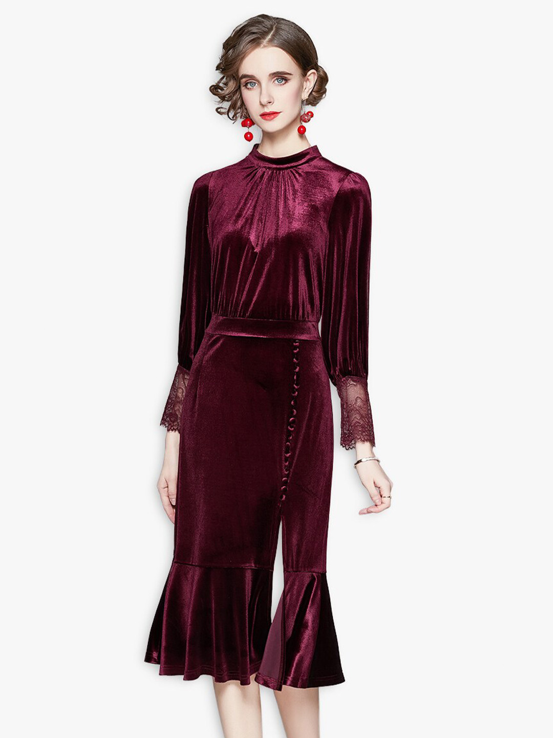 

JC Collection Burgundy Sheath Midi Dress