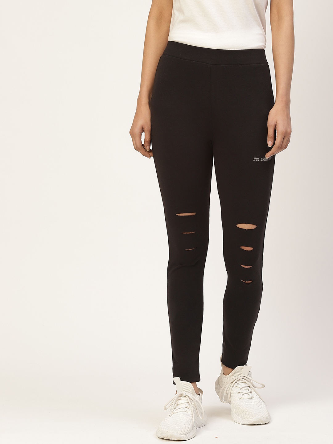 

Rue Collection Women Black Solid Ankle Length Skinny Fit Jeggings