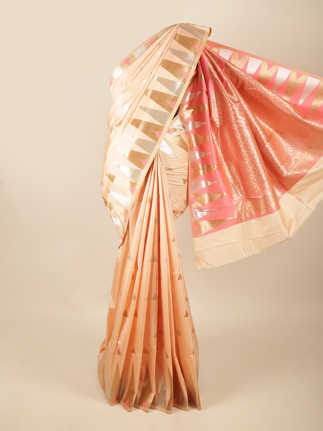 

Pothys Peach-Coloured Woven Design Butter Silk Saree