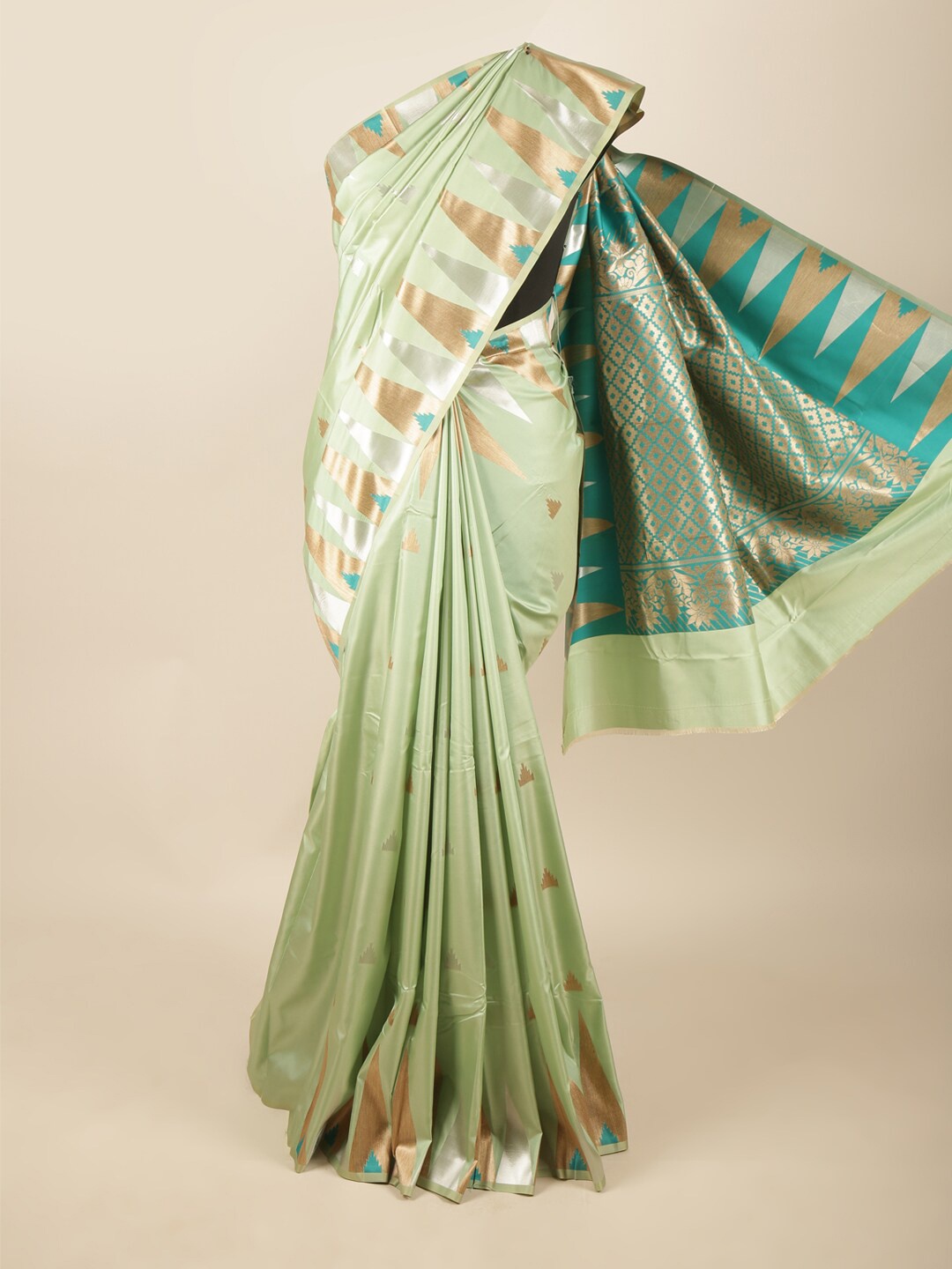

Pothys Green Woven Design Butter Silk Saree