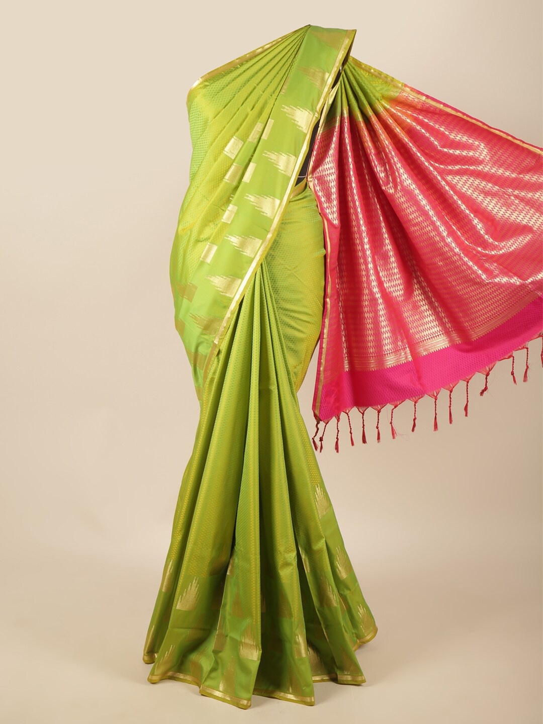 

Pothys Green & Pink Woven Design Zari Art Silk Saree