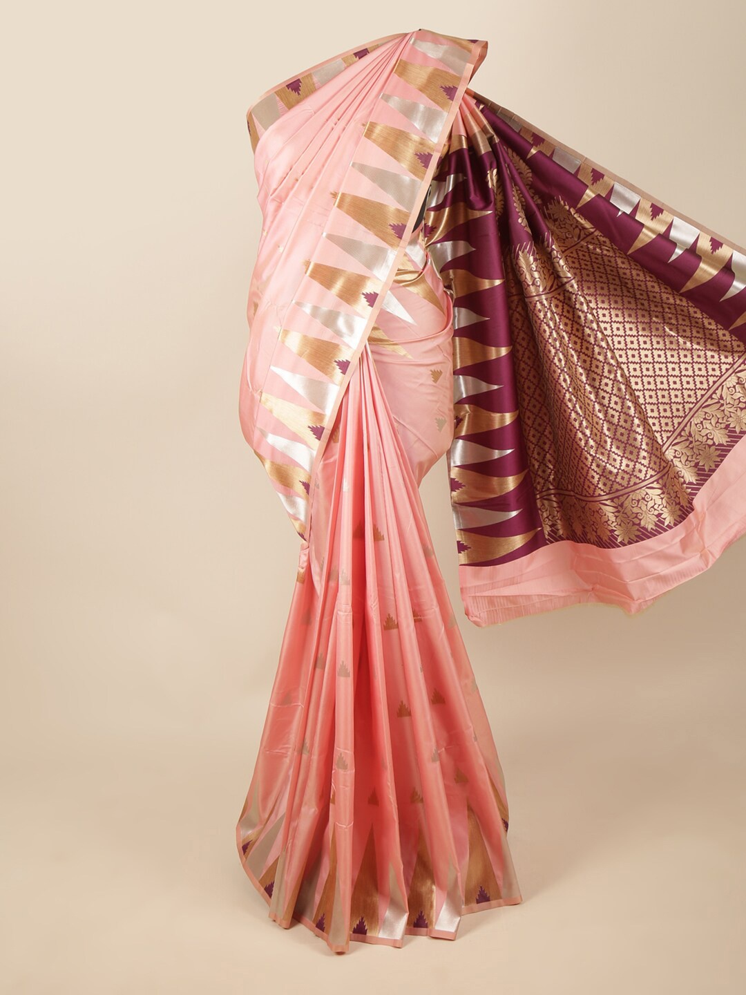 

Pothys Pink Woven Design Butter Silk Saree