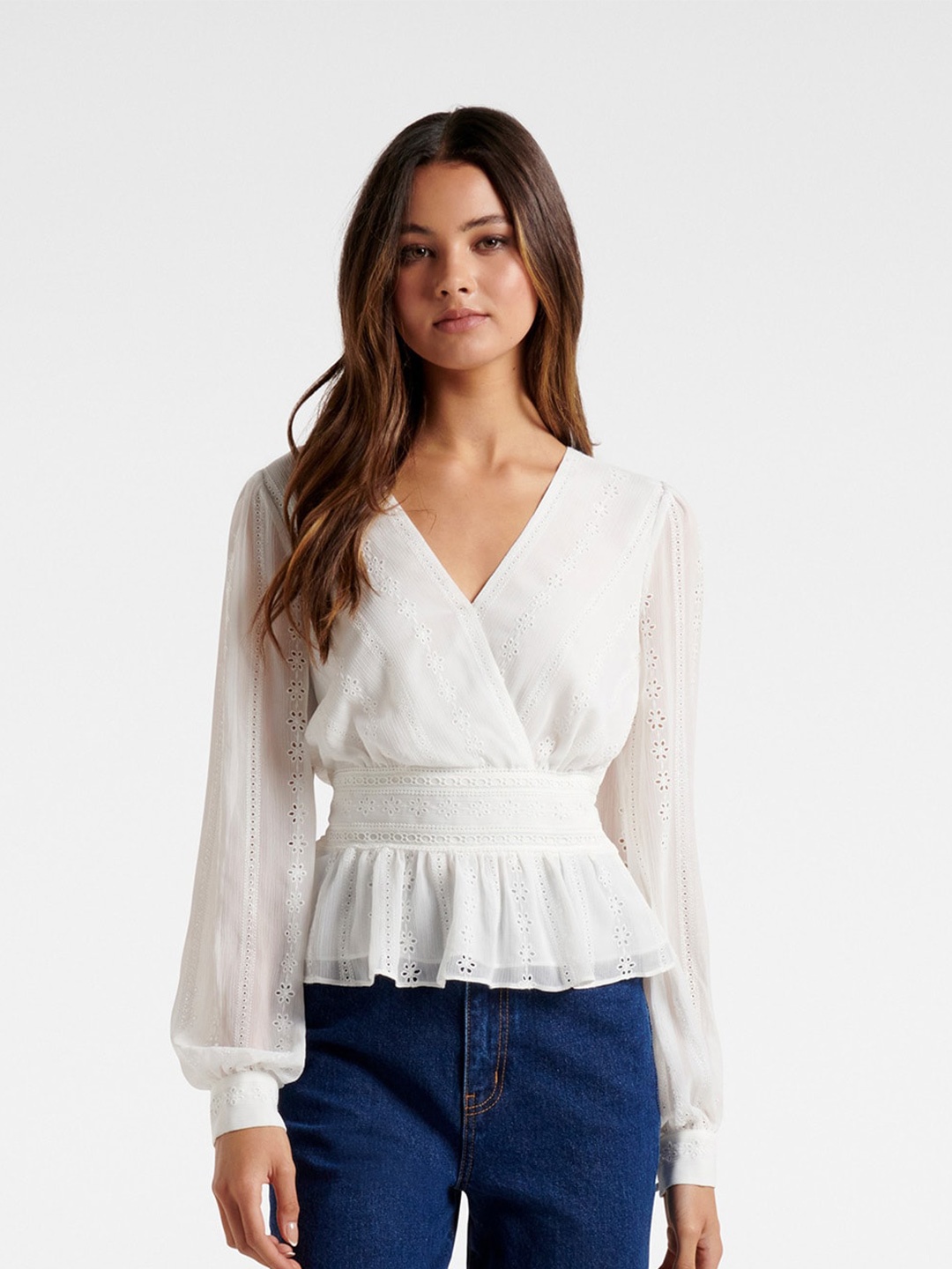 

Forever New Women White Wrap Top