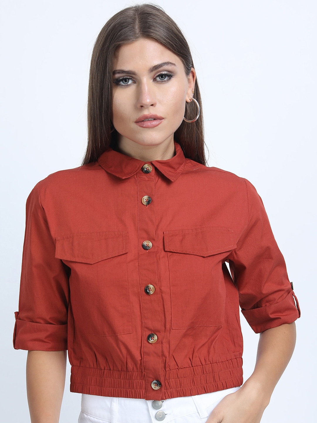 

Tokyo Talkies Women Orange Casual Shirt