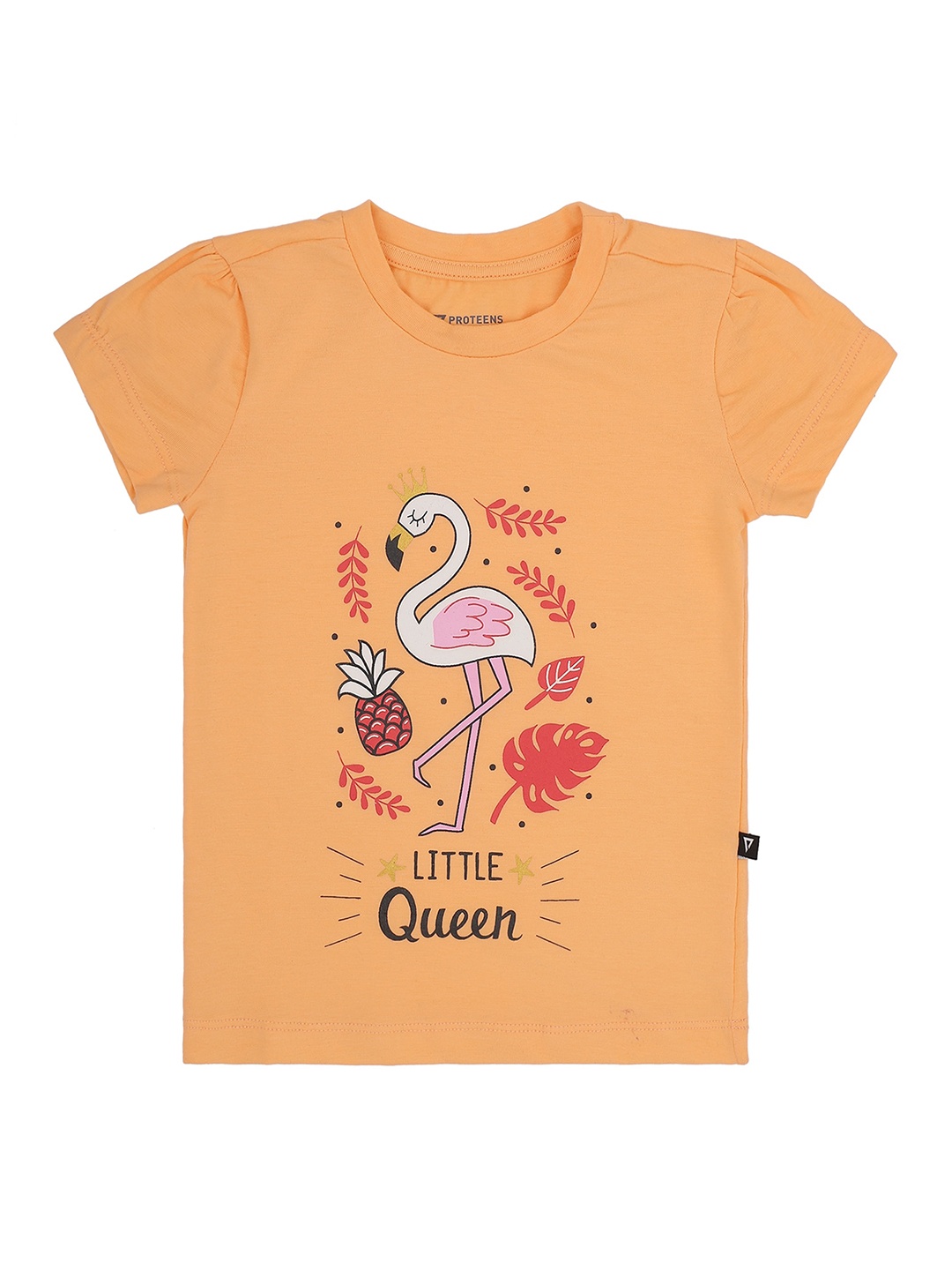 

PROTEENS Girls Orange & White Printed Cotton T-shirt