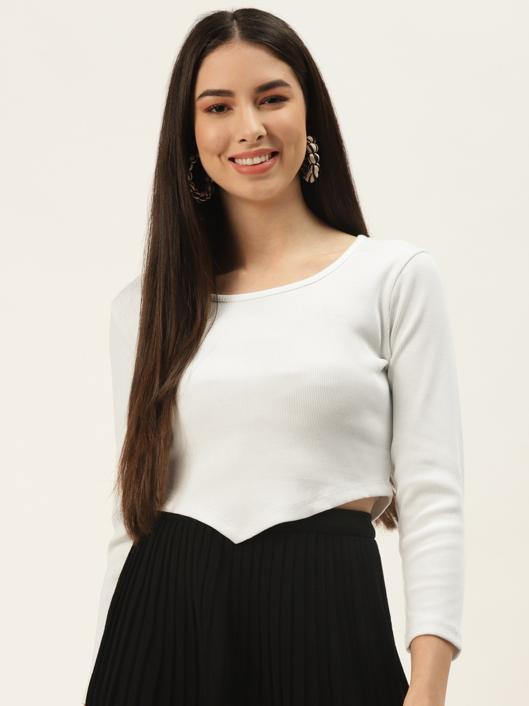 

Off Label White Rib Pure Cotton Crop Top