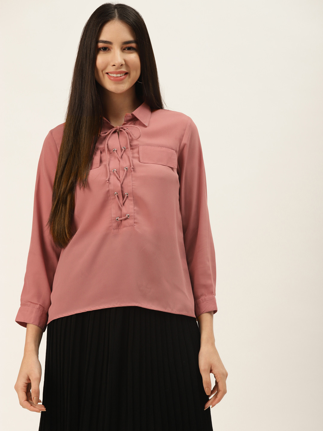 

Off Label Women Rose Shirt With Tie-Up Details