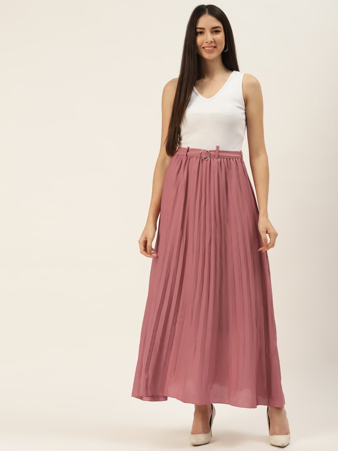 

Off Label Rose & White Colourblocked Georgette Maxi Dress