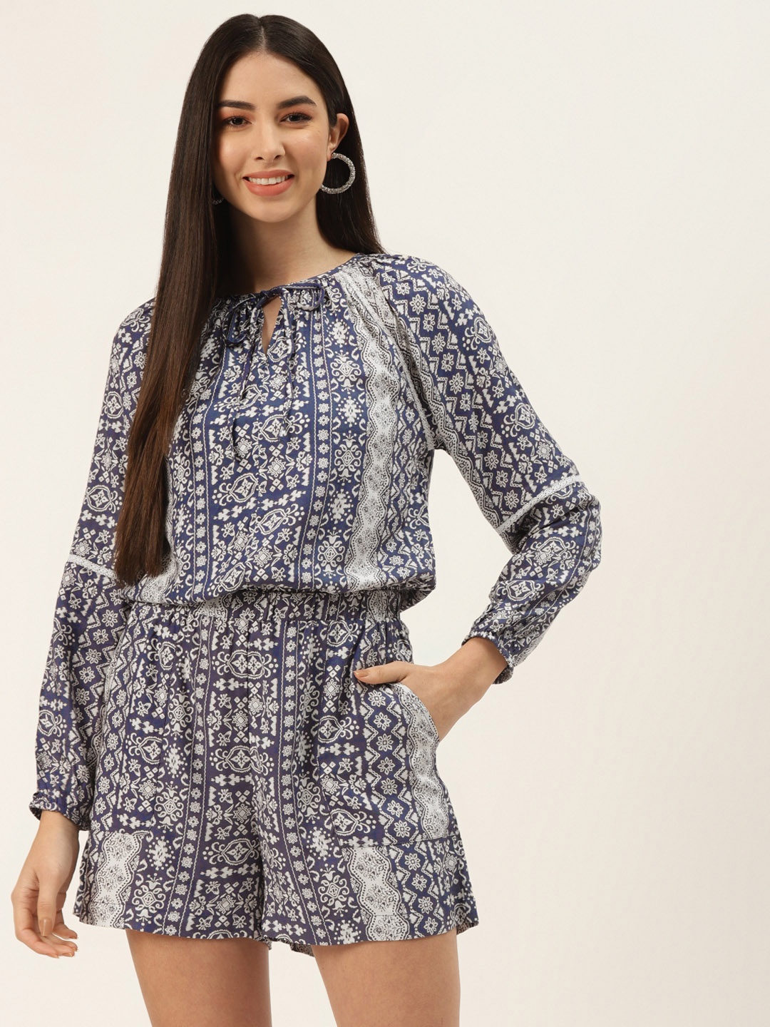 

Off Label White & Blue Printed Jumpsuit