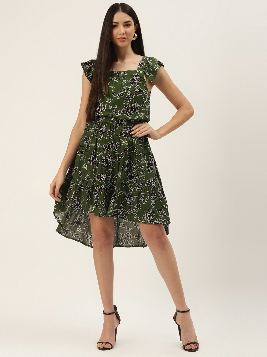 

Off Label Green & Black Floral Dress