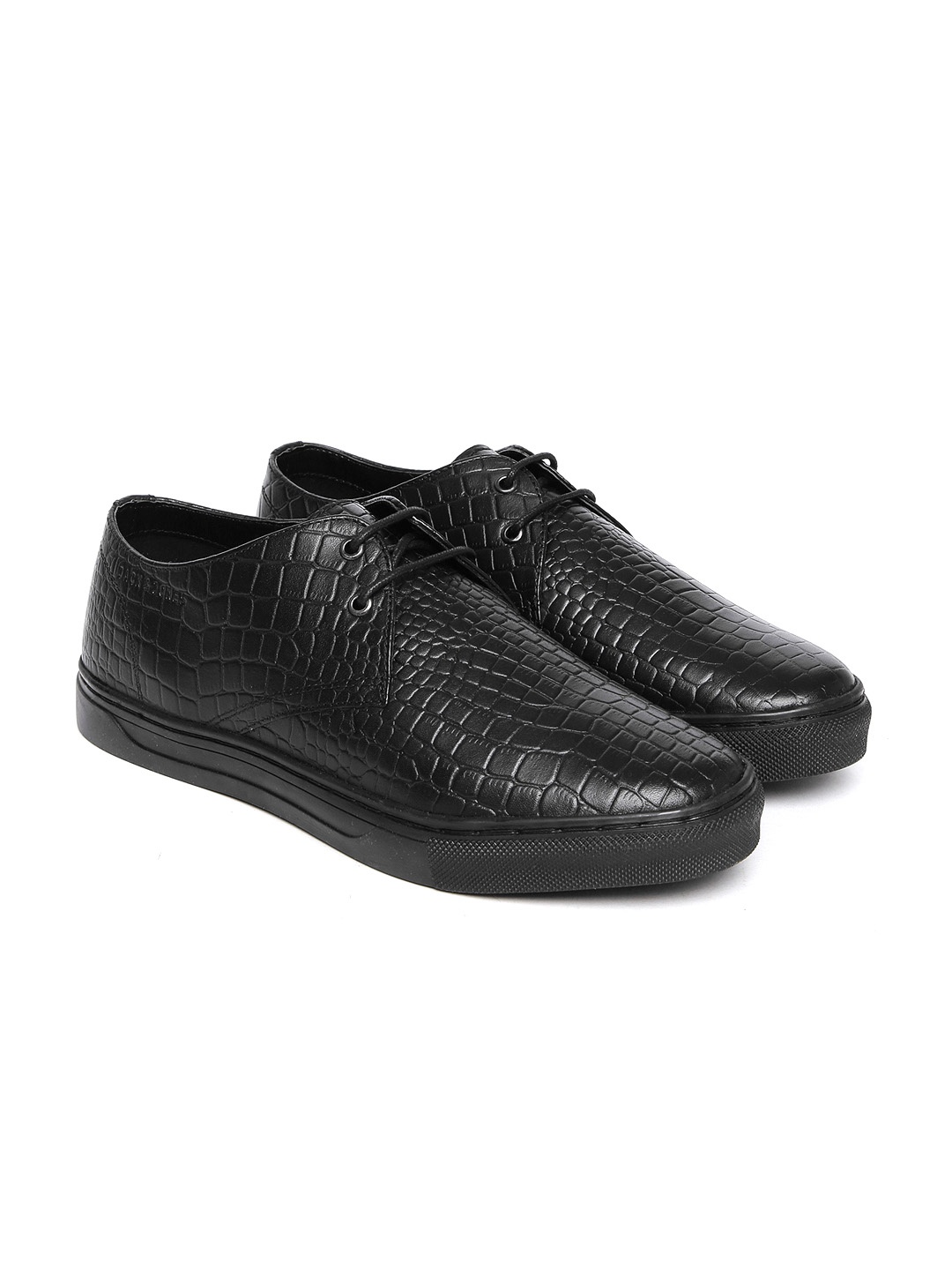 

Jack & Jones Men Black Textured Leather Sneakers