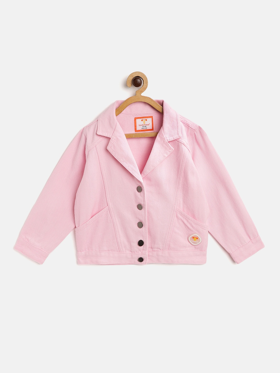 

toothless Girls Pink Pure Cotton Lightweight Denim Jacket