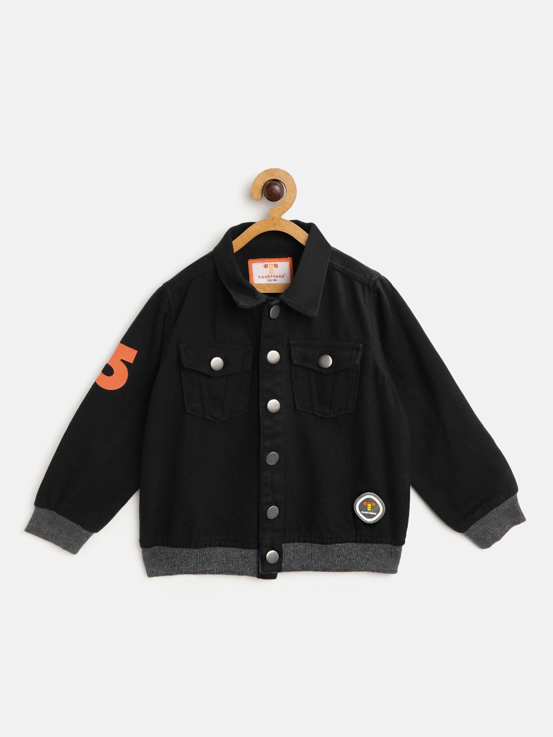 

toothless Boys Black & Grey Pure Cotton Lightweight Tailored Jacket with Patchwork Detail