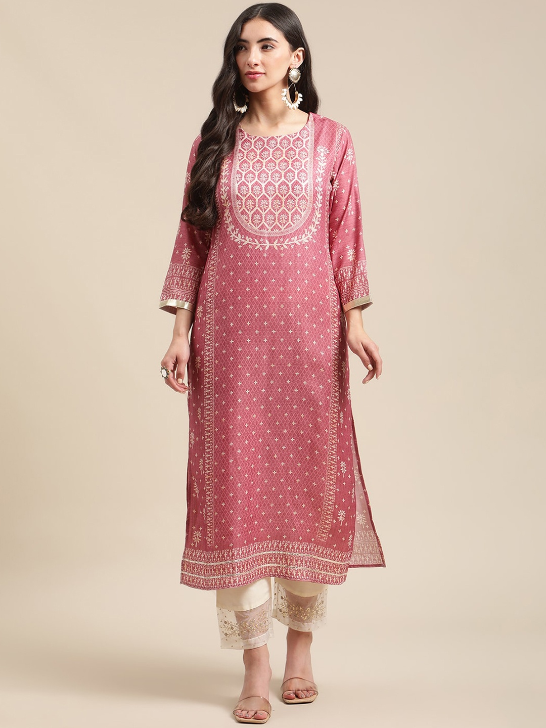 

Varanga Women Mauve Ethnic Motifs Printed Kurta