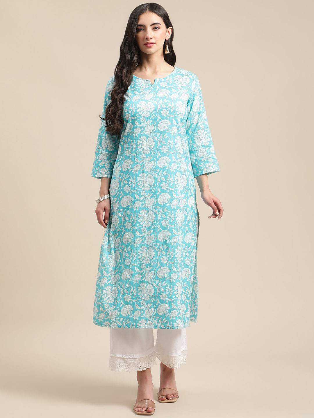

Varanga Women Blue Ethnic Motifs Printed Kurta