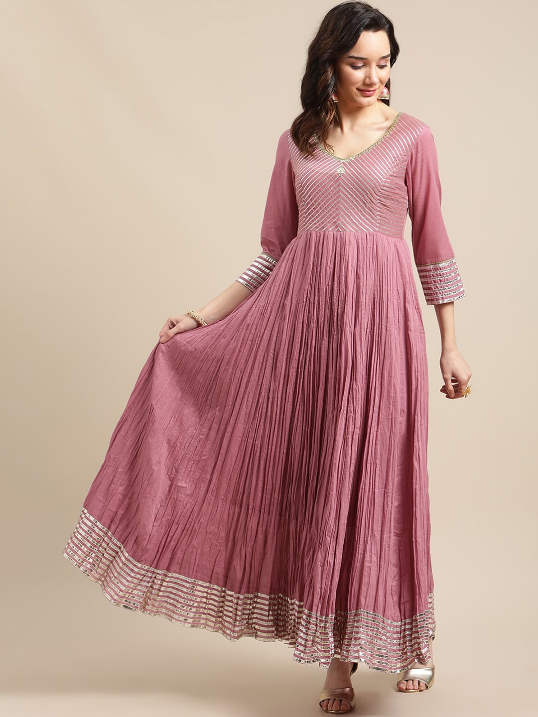 

Varanga Women Mauve Gotta Patti Anarkali Kurta